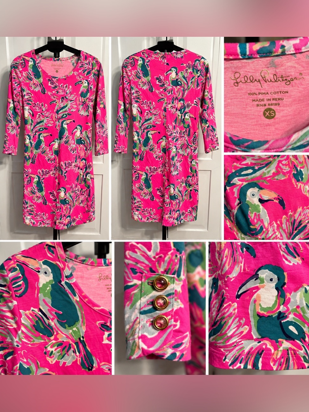 Lilly Pulitzer Beacon Dress in Dragonfruit Toucan Can